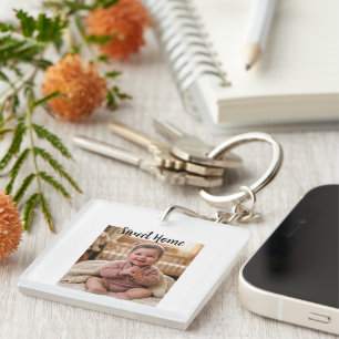 personalise simple custom Premium Square Keychain