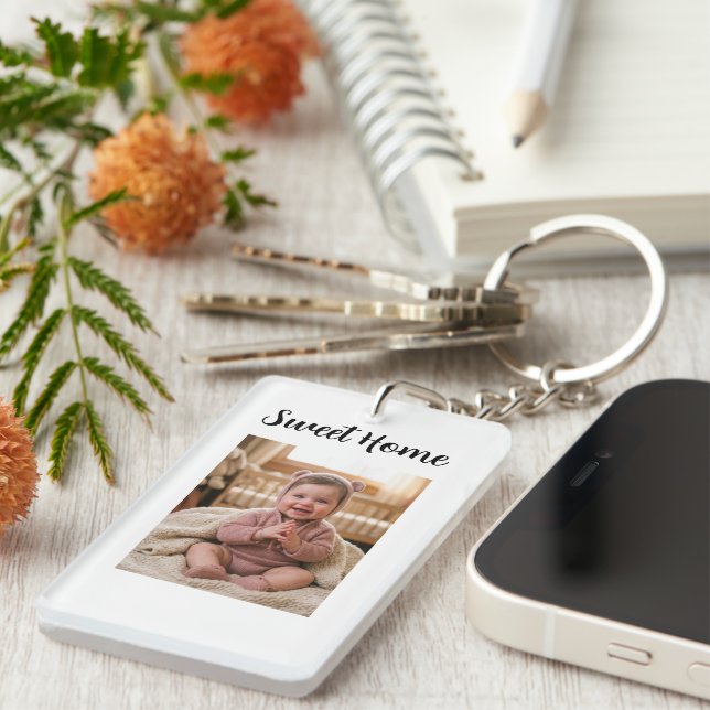 personalise simple custom Rectangle (double-sided) Keychain (Front Right)