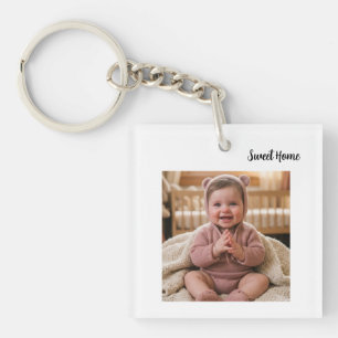 personalise simple custom Square (single-sided) Keychain
