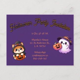 Personalise this Halloween Party postal card