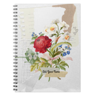 PERSONALISE Vintage Flower Collage Notebook
