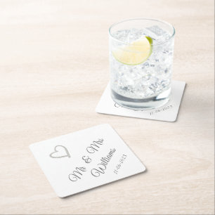 Personalise Wedding  Square Paper Coasters