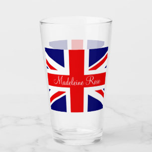 Personalise with a Name British National Flag Glass