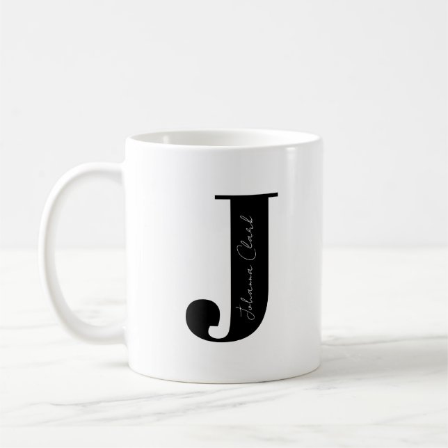 Personalise Your Name Start with Letter J Coffee Mug (Left)