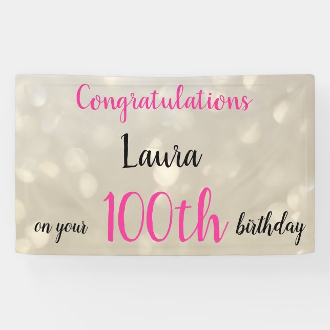 Personalised 100th Birthday Banner (Horizontal)