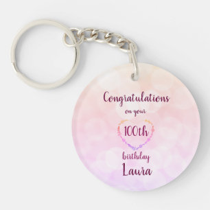 Personalised 100th Birthday Keychain