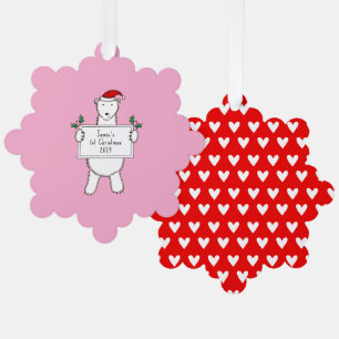 Personalised 1st Christmas Polar Bear Ornament Card