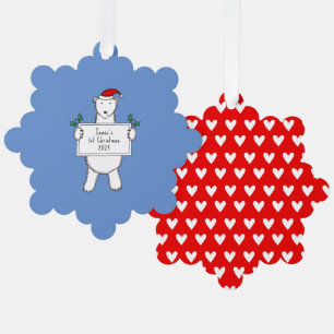 Personalised 1st Christmas Polar Bear Ornament Card