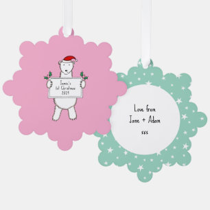 Personalised 1st Christmas Polar Bear Ornament Card