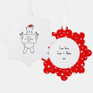 Personalised 1st Christmas Polar Bear Ornament Card