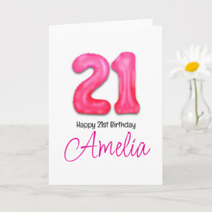 Personalised 21st Birthday Number Balloon Card