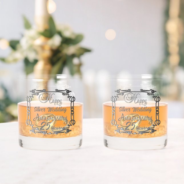 Personalised 25th Anniversary Whiskey Glasses  (Insitu (Wedding))
