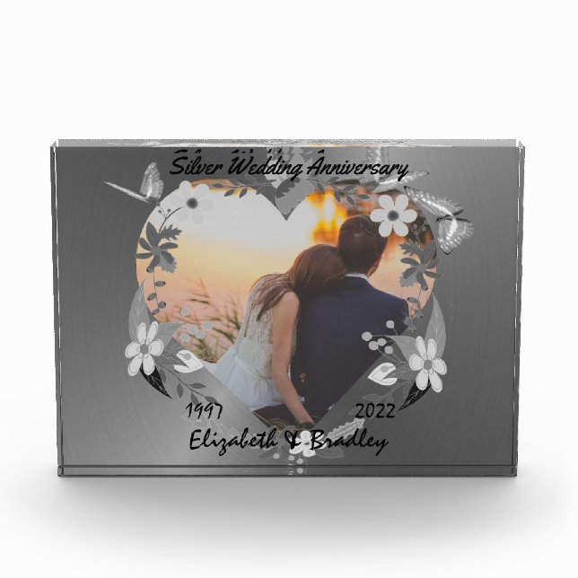 Personalised 25th Silver Anniversary Photo Gift (Front)