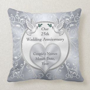 Personalised 25th Wedding Anniversary Gifts Throw Pillow