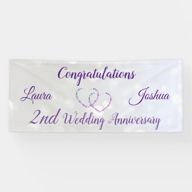 Personalised 2nd Wedding Anniversary Banner (Horizontal)