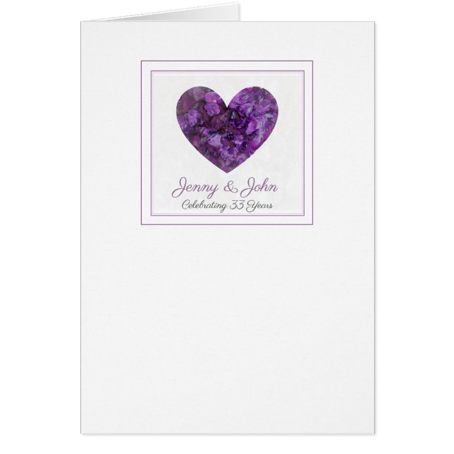 personalised 33rd wedding anniversary purple heart (Front)