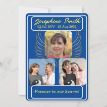 Personalised 3 Photos Funeral Memorial Invitation