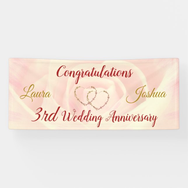 Personalised 3rd Wedding Anniversary Banner (Horizontal)