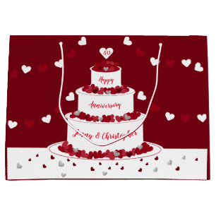 Personalised 40th Ruby Wedding Anniversary cake Large Gift Bag