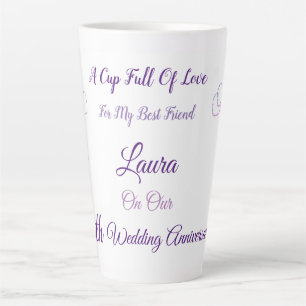 Personalised 4th Anniversary design Latte Mug