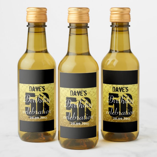 Personalised 50th Any Birthday Party Mini Favour Wine Label (Bottles)