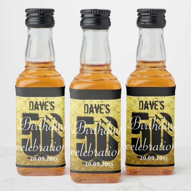 Personalised 50th Birthday Party Mini Liquor Favou Liquor Bottle Label (Bottles)