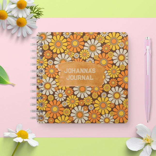 Personalised 60s Style Flower Power Daisy Floral  Notebook (Personalised 60s Style Flower Power Daisy Floral Notebook)