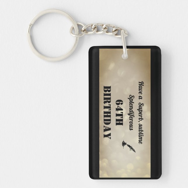 Personalised 64th Birthday Acrylic Keychain (Front)