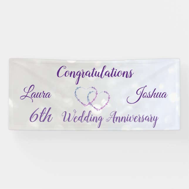 Personalised 6th Wedding Anniversary Banner (Horizontal)