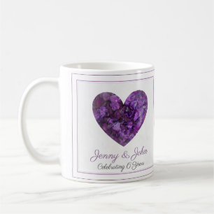 personalised 6th wedding anniversary purple heart coffee mug