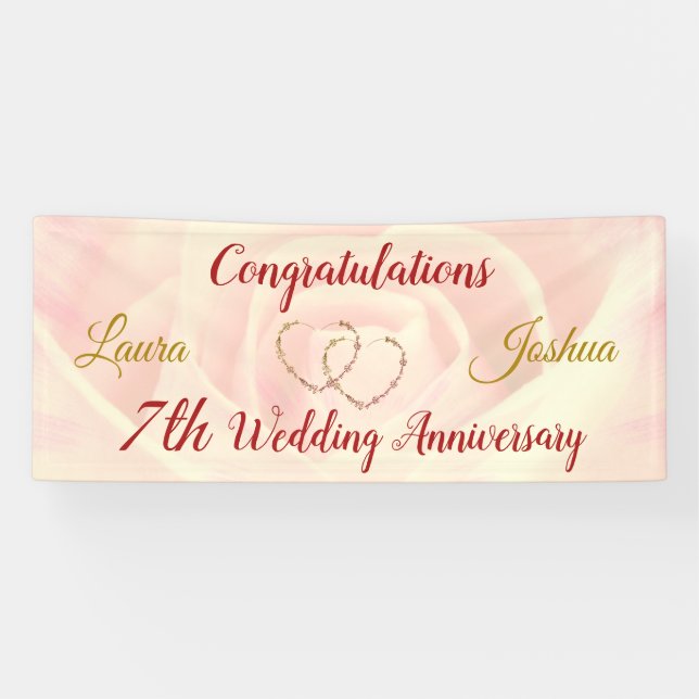 Personalised 7th Wedding Anniversary Banner (Horizontal)