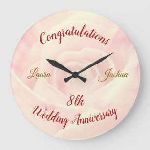 Personalised 8th Wedding Anniversary Large Clock