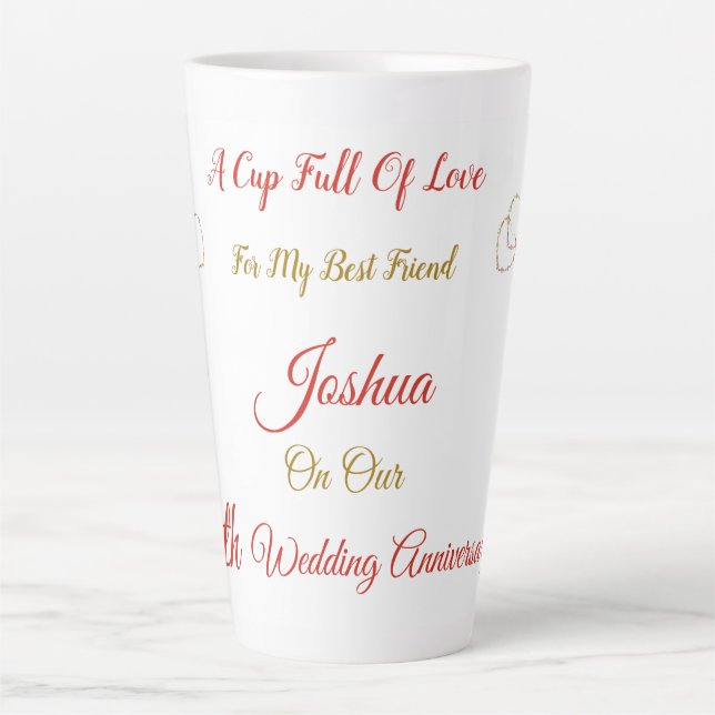 Personalised 9th Anniversary design Latte Mug (Front)