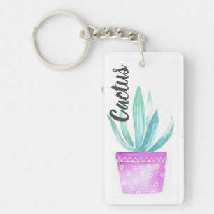 Personalised Acrylic Key Ring - Pronged Cactus