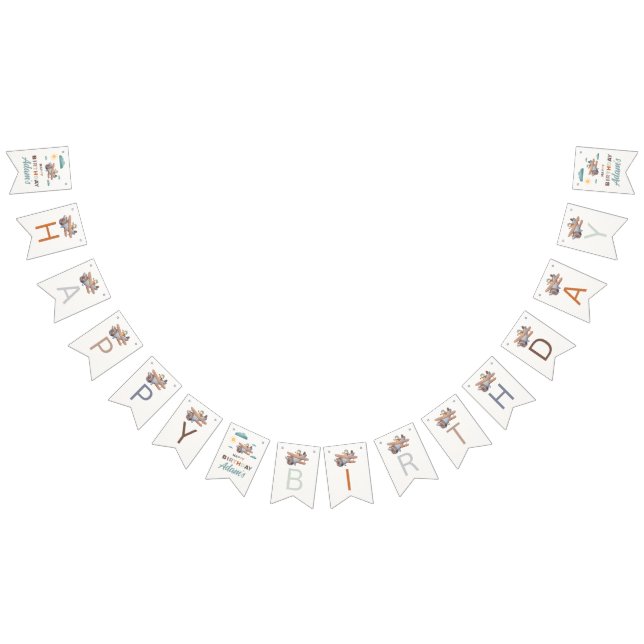 Personalised Airplane Happy Birthday Bunting Bunting Flags (All)