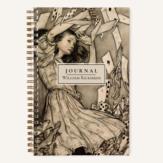 Personalised Alice Wonderland Art Dotted Journal (Front)