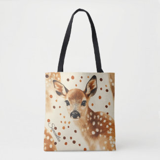 Personalised All Over Print Cute Baby Deer Tote Bag