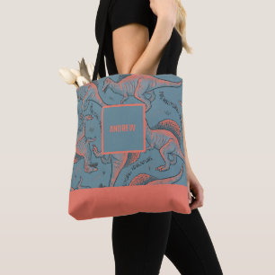 Personalised Allover printed Dinosaur Tote Bag