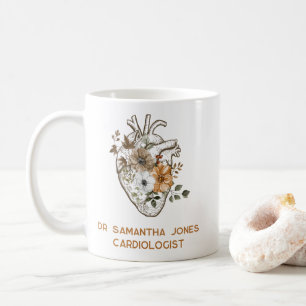 Personalised Anatomical Heart Floral Cardiologist Coffee Mug