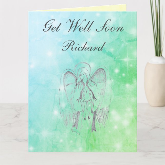 Personalised Angel design Get Well Card (Front)
