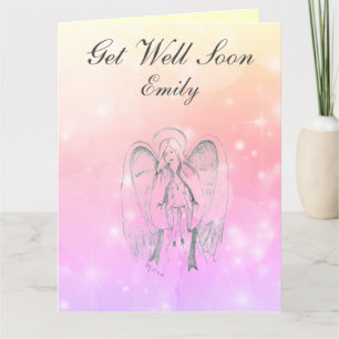 Personalised Angel design Get Well Card