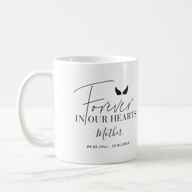Personalised angel wings Memorial Christmas photo Coffee Mug (Left)