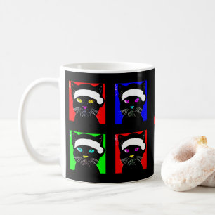 Personalised Angry Bored Black Cat Christmas Coffee Mug