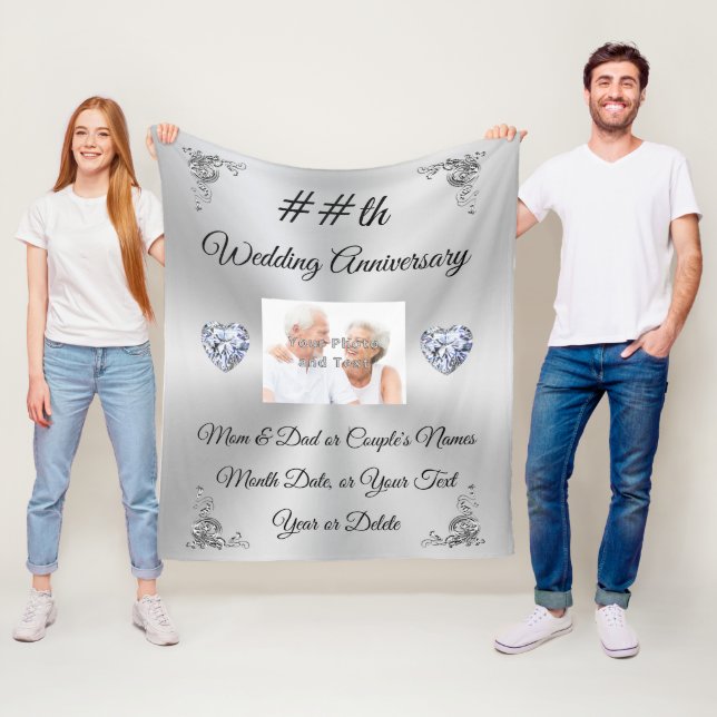 Personalised Anniversary Gifts by Year Anniversary Fleece Blanket (In Situ)