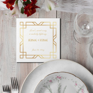 Personalised Art Deco Classic Gold Frame Quote Napkin