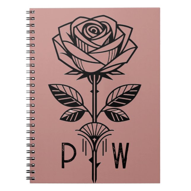 Personalised Art Deco Rose Notebook (Front)