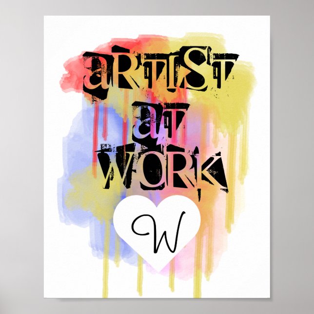 Personalised Artist At Work Art Poster Print  (Front)
