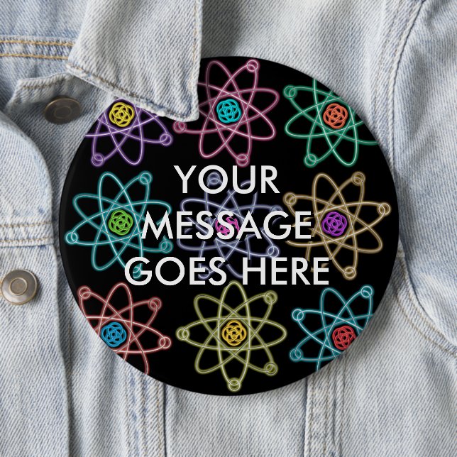 Personalised Atomic Structure Pattern 6 Inch Round Button (In Situ)