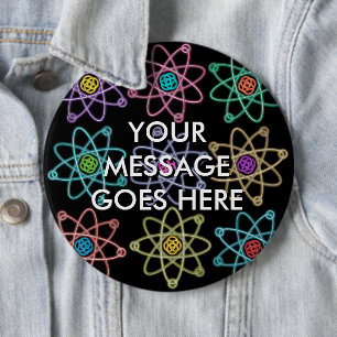 Personalised Atomic Structure Pattern 6 Inch Round Button