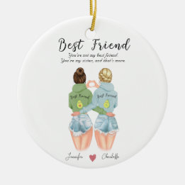 Personalised avocado gift for best friend ceramic ornament
